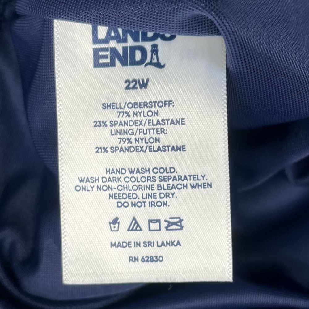 Women's Lands End Navy Nylon Blend Swim Skirt Bottom Size 22 W - Picture 5 of 7